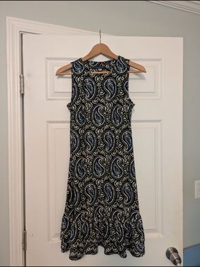 Tommy Hilfiger Navy and Cream Paisley Sleeveless Midi Dress